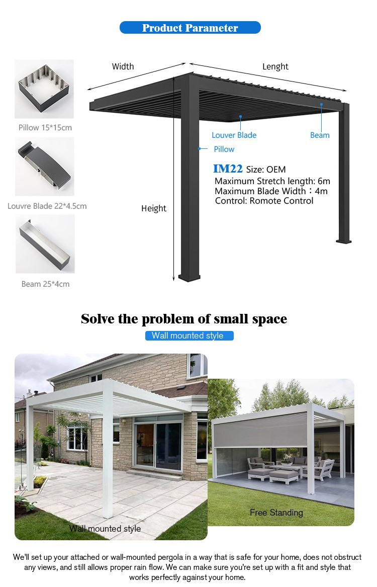 heavy duty electric aluminum pergola